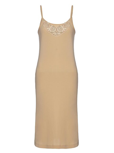 Tolin Kadın Pamuklu V Yaka İp Askılı Güpürlü Gecelik 1228 - S000075167-26407