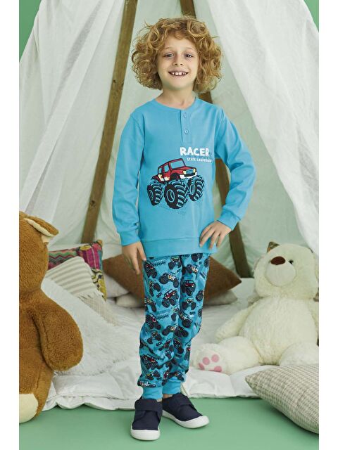 Remsa Erkek Çocuk  Pamuklu Pijama Takımı 240737 Mavi - S000299714-17234