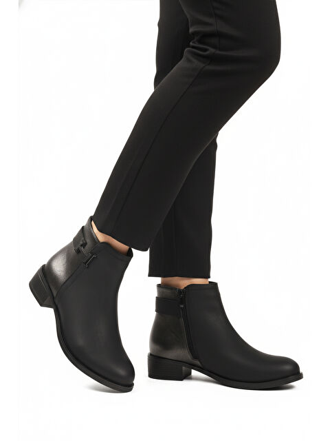 Ayakmod Siyah Zümrüt Fermuarlı Kürklü Kaymaz Kadın Bot 547820 Z - S000458276-26426