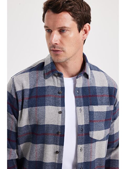 TUDORS Erkek Regular Fit Rahat Kesim Kışlık Kareli Oduncu Gömlek - S000520110-23173