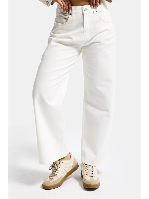 It's Basic Kadın Kırık Beyaz 7s6-101 Baggy Low Rise Tokyo %100 Pamuk Denim Jean - S000529319-20063