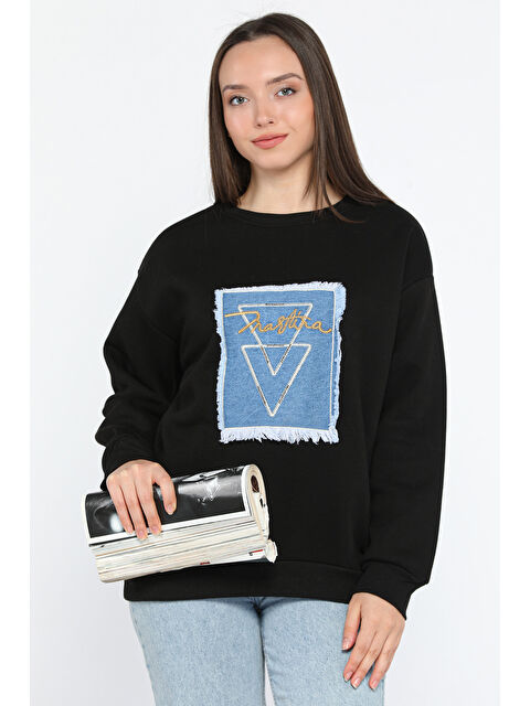 Gülseli Kadın Bisiklet Yaka Üç İplik Şardonlu Sweatshirt - S000320426-19351