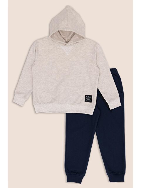 For You Kids 2 Li Taş Lacivert Kapüşonlu Jogger Alt Üst Takım - S000327138-37211