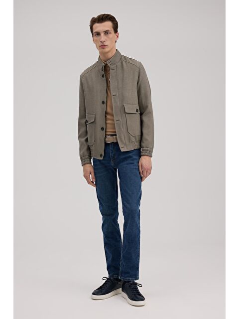 JAKAMEN Bej Slim Fit Mono Yaka Cepli Ceket Görünümlü Mont - S000496573-19928