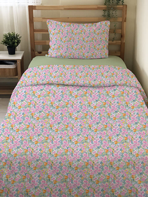 Evmila Çiçek Desenli Çarşafsız 2 li Takım Baskılı Tek Kişilik Nevresim Takımı 160x220 cm - S000336279-23173