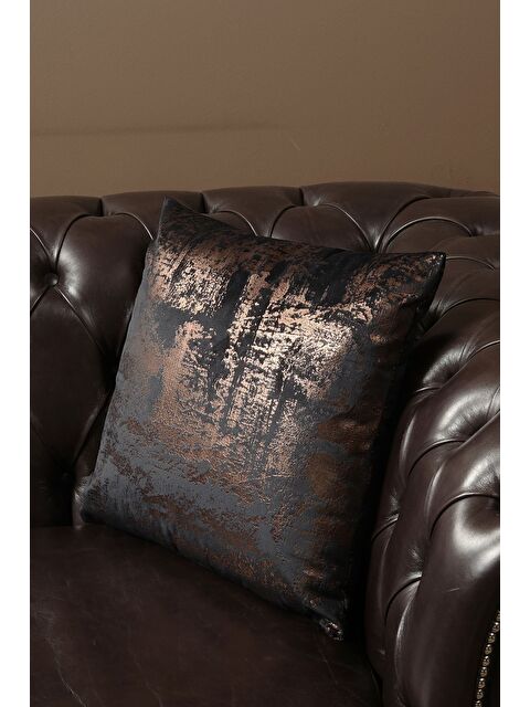 Asdiva Siyah Bakır Kırlent Kılıfı Dekoratif Desenli Kadife - S000344986-37422