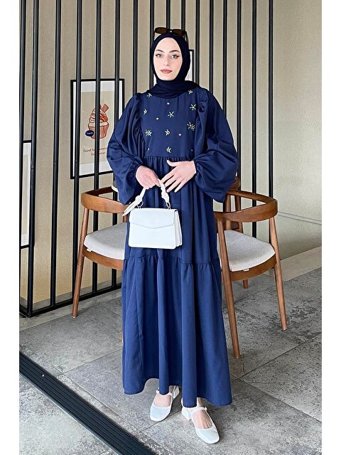 Lamelif Yazlık Elica Elbise Lacivert - S000517733-21164