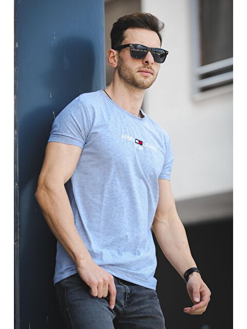 Oksit Army Nakışlı Slim Fit Dar Kesim Elastanlı Erkek Tişört - S000124837-74