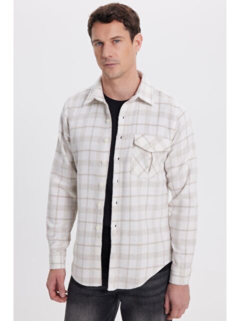 TUDORS Erkek Slim Fit Dar Kesim Kareli Tek Cepli Oduncu Gömlek - S000520122-23173