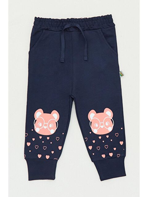 Fullamoda Ayıcık Baskılı  Paçası Lastikli Kız Çocuk Eşofman Altı - S000159463-21164