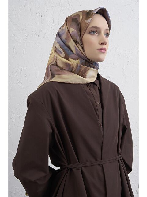 ARMİNE Soyut Desenli Saf İpek Twill Eşarp 9423D 57 - S000500620-29705