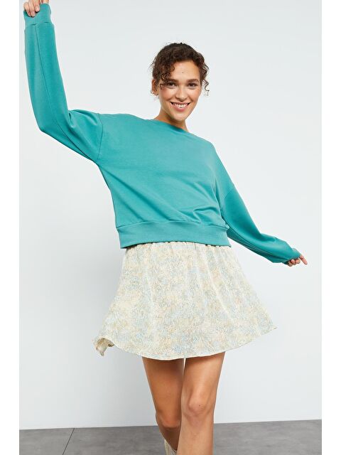 Tommylife Mint Yeşili Basic Rahat Form O Yaka Kadın Sweatshirt - 97114 - S000194143-17259