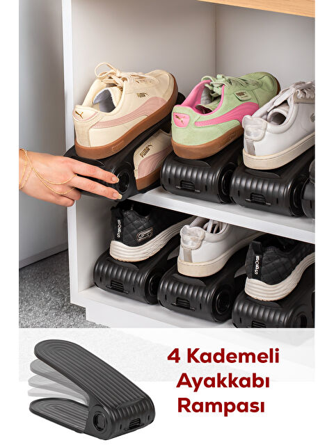 Porsima 5301 10lu Ayakkabı Rampası Ayakkabı Düzenleyici Dolap İçi Organizer- Siyah