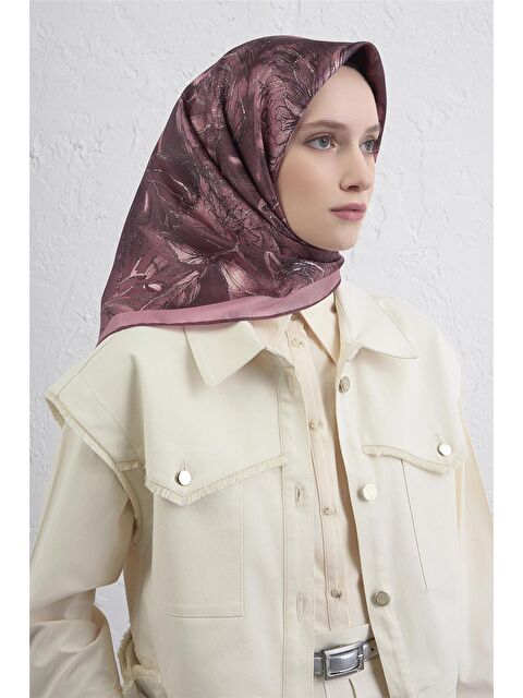 ARMİNE Çiçek Desenli Saf İpek Twill Eşarp 9409D 05 - S000500644-20028