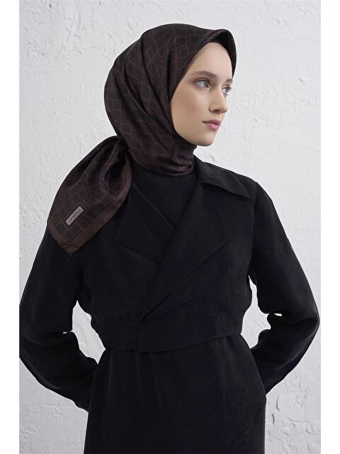 ARMİNE Geometrik Desenli Saf İpek Twill Eşarp 9438D 51 - S000500626-19413