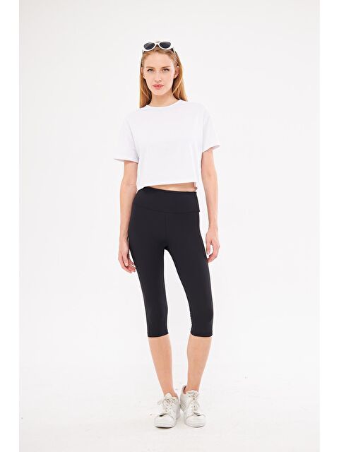 Chandraswear Kadın Siyah Kapri Diz Altı Tayt - Paloma - S000207211-19351