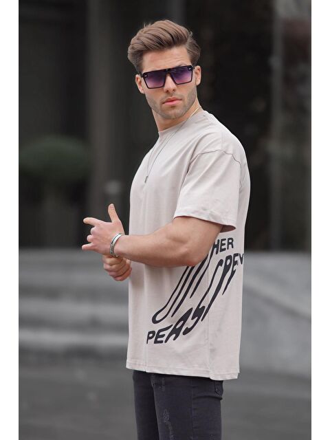 Madmext Taş Rengi Desenli Erkek %100 Pamuk Tişört 6178 - S000130674-25636