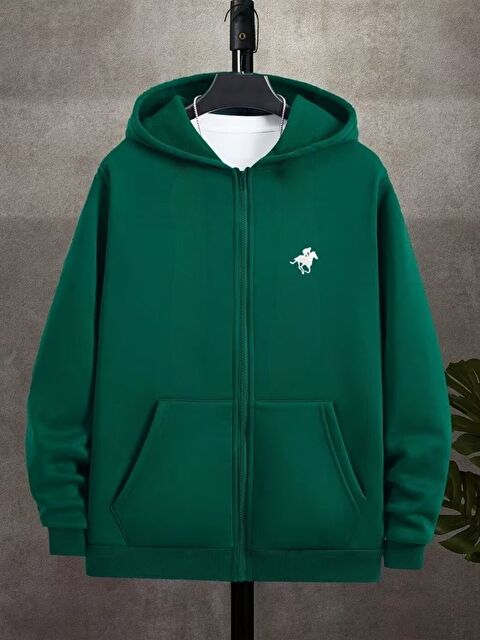 Trendseninle Yeşil Horse Baskılı Hırka - S000523496-18194