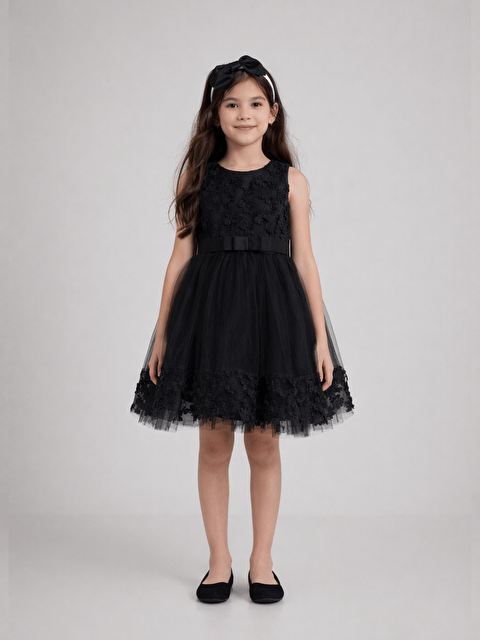 Luggi Baby Tül Etekli Kız Çocuk Abiye Elbise ve Tacı