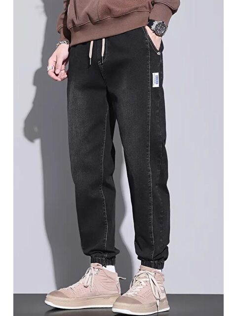 Oksit Reax Simon Beli ve Paçası Lastikli İpli Jogger Kesim Erkek Jean Pantolon - S000383823-19351