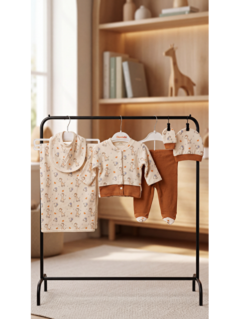 Mışıl Kids Zürafa Desenli 6'Lı Erkek Bebek Yenidoğan Takımı