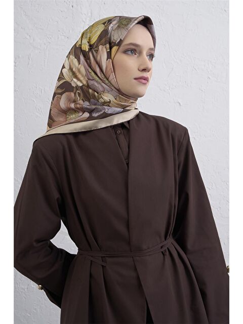 ARMİNE Çiçek Desenli Saf İpek Twill Eşarp 9403D 36 - S000500648-19413