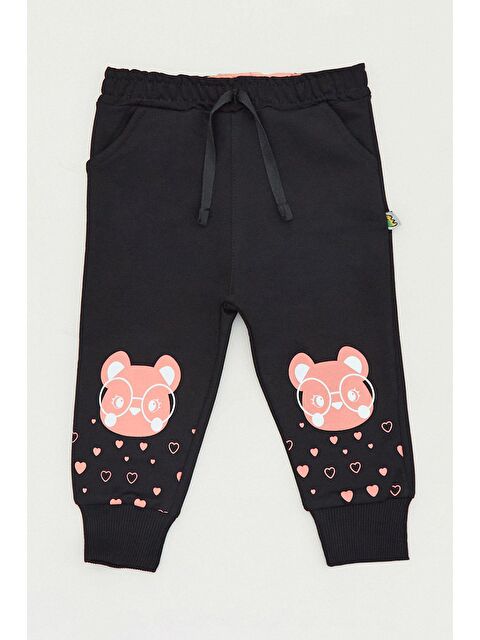 Fullamoda Ayıcık Baskılı  Paçası Lastikli Kız Çocuk Eşofman Altı - S000159463-19351