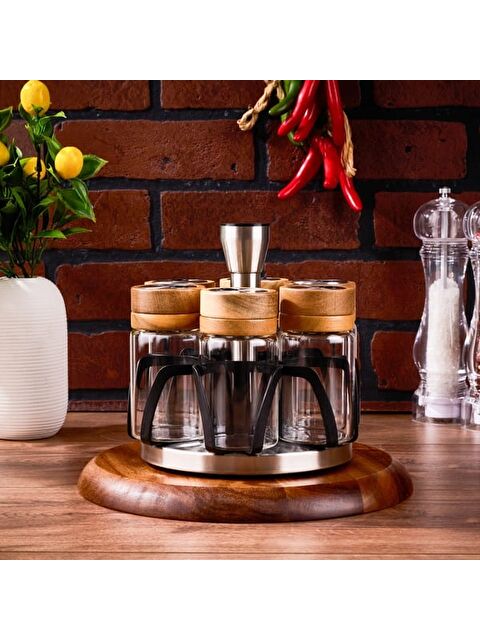 Arow Ellery 7'li Baharat Seti - Şeffaf / Kahverengi - 130 ml