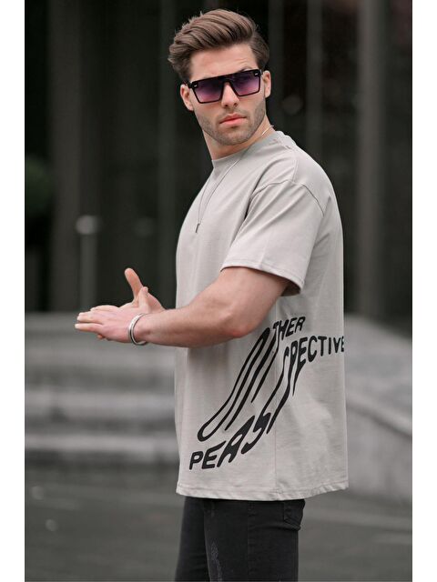 Madmext Boyalı Gri Desenli Erkek %100 Pamuk Tişört 6178 - S000130674-22875