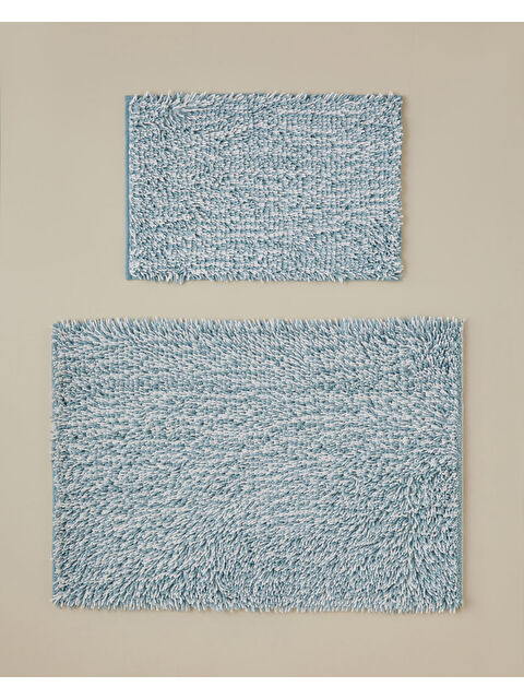 English Home Corallo Kaydırmaz Taban Banyo Paspası Seti 60x90 + 40x60 cm Mavi-Beyaz - S000508668-37368