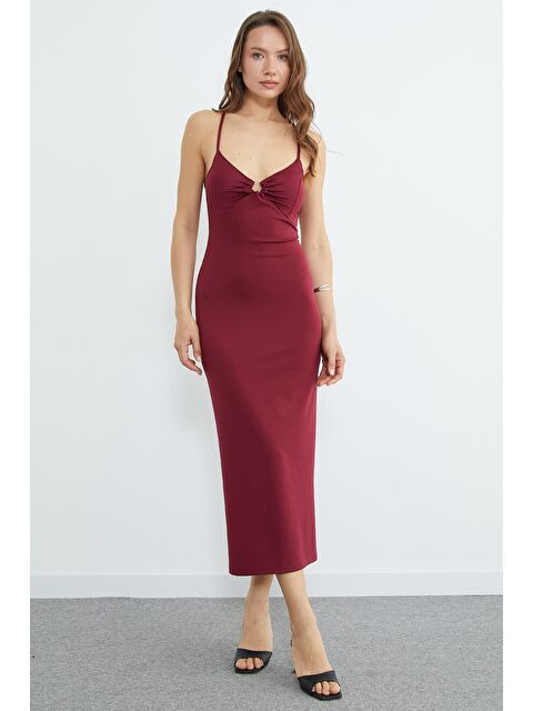 Fullamoda Çapraz Askılı Kaplı Midi Boy Elbise - S000527835-19951