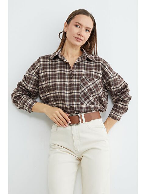 Fullamoda Ekose Desenli Tek Cepli Salaş Gömlek - S000527836-19413