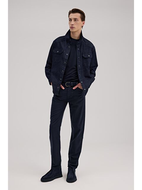 JAKAMEN Lacivert Comfort Fit Cepli Pamuklu Jean Gömlek - S000495856-21164