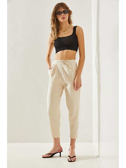 SHADE Kadın Balık Sırtı Keten Bel Detaylı Pantolon - S000234044-19966