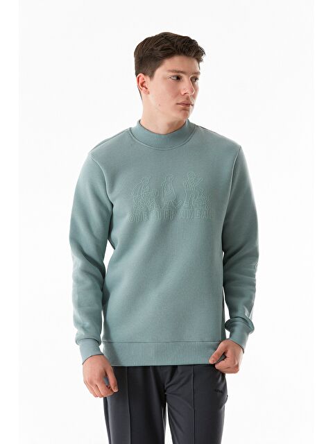 Fullamoda 3 İplik Kabartmalı Bisiklet Yaka Büyük Beden Sweatshirt - S000314960-37380