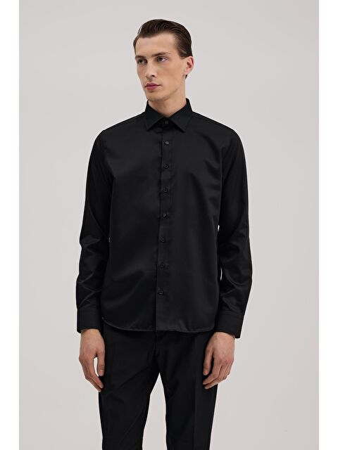 JAKAMEN Siyah Comfort Fit %100 Pamuk Ütü Gerektirmeyen Non İron Gömlek - S000495858-19351