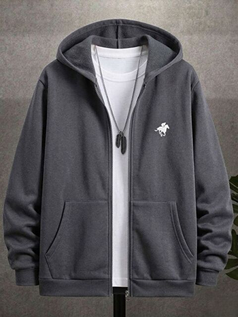 Trendseninle Füme Horse Baskılı Hırka - S000523496-33408