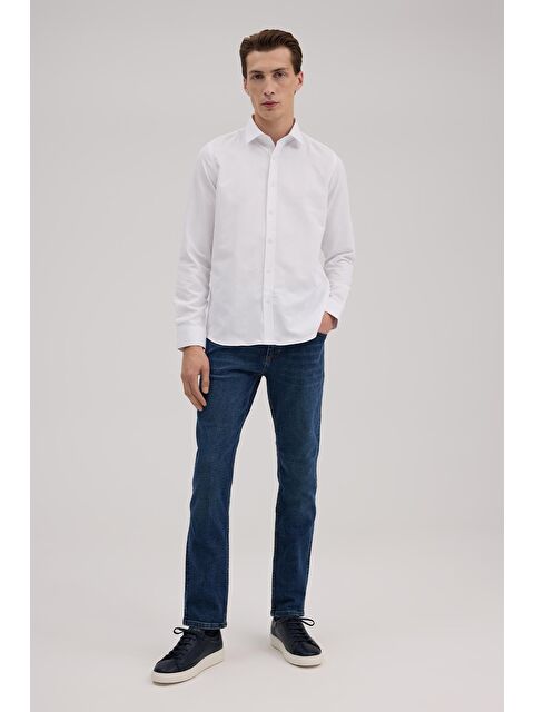 JAKAMEN Beyaz Comfort Fit Alttan Düğmeli Yaka Pamuk Karışımlı Gömlek - S000495859-20063