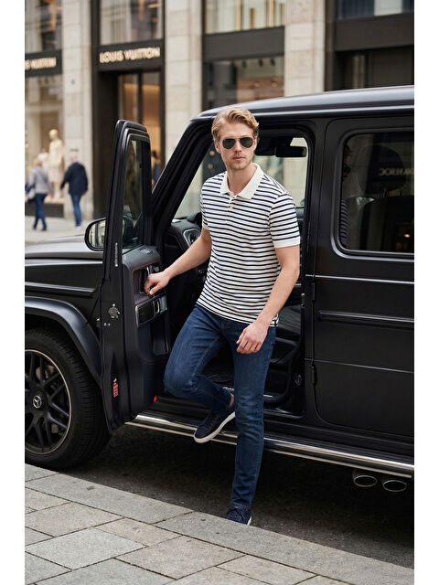 Buratti Pamuklu Çizgili Kısa Kollu Düğmeli Polo T Shirt 5904046