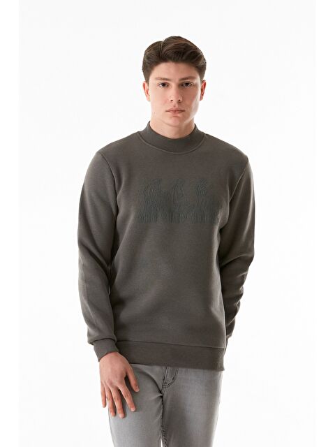 Fullamoda 3 İplik Kabartmalı Bisiklet Yaka Sweatshirt - S000314960-29666