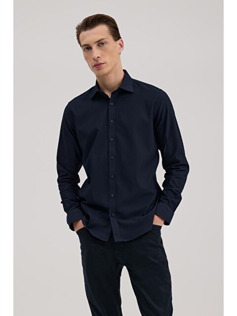 JAKAMEN Lacivert Comfort Fit Klasik Yaka Pamuk Karışımlı Gömlek - S000495812-21164