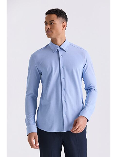 JAKAMEN Mavi Comfort Fit Yaka Düğmeli Gömlek - S000495829-17234