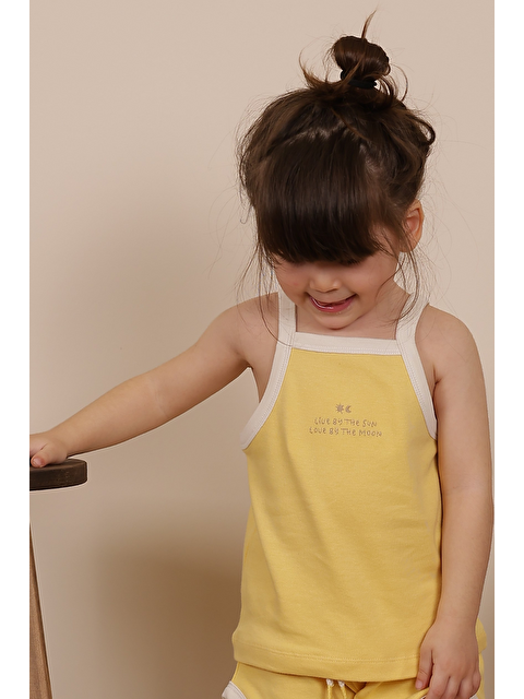 Oh La La Koala For Little Ones Pastel Sarı Askılı Nakışlı Kız Çocuk Üst