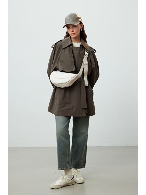 Manuka Lızbon Oversize Kısa Trençkot Vizon - S000241791-26429