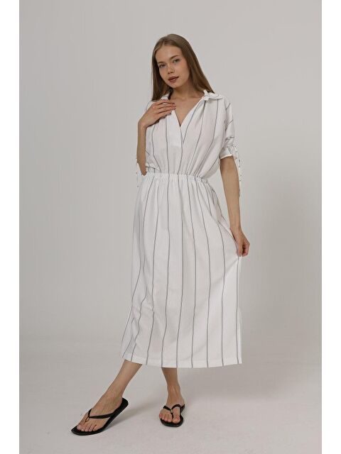 Jane's Beli Lastikli Elbise - Beyaz - S000527860-20063