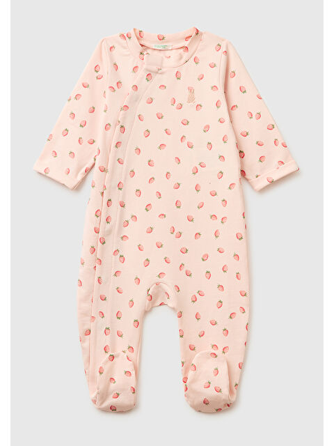 United Colors Of Benetton Bebek Krem Gizli Çıtçıtlı Tamamı Desenli Uzun Kollu Tulum