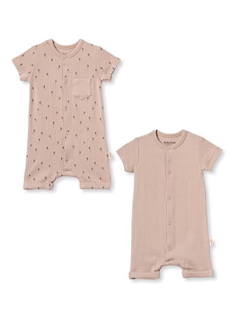 BabyCosy Organic  Bebek Şort Kollu Tulum, %100 Organik Pamuk, Bebek ve Yenidoğan Serisi - CSYM31116