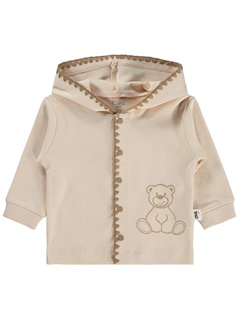 Civil Baby Oturan Tatlı Ayı Baskılı 3-18 Ay Hırka - Fil Dişi