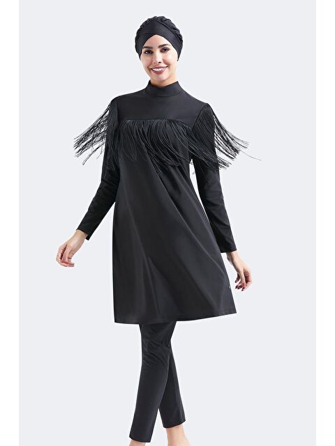 C&City Tam Kapalı 4 Lü Püskül Detay Tesettür Mayo C14060 Siyah - S000215947-19351