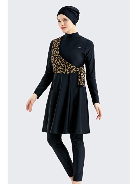 C&City Tam Kapalı 4 Lü Tesettür Mayo C14037 Siyah - S000215949-19351